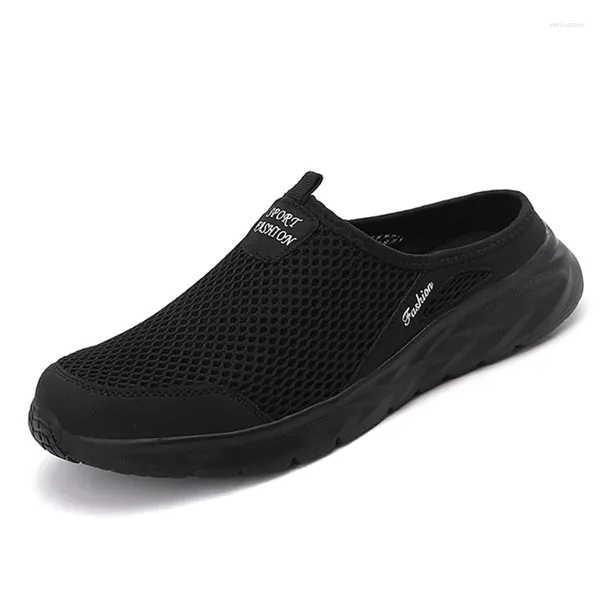 Тапочки мужские летние мягкие удобные домашние дышащие противоскользящие кроссовки уличная обувь для воды для мужчин черный