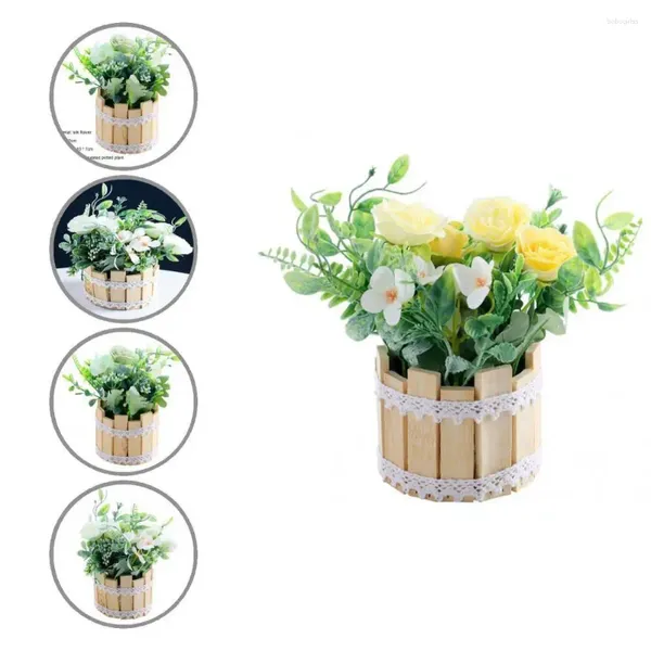 Flores decorativas lindo bonsai artificial requintado 5 estilos flor em vaso falso