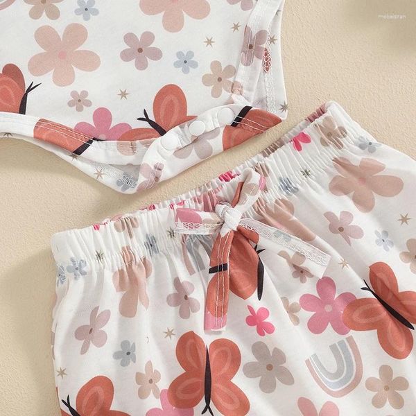 Conjuntos de roupas Melancia Imprimir Baby Girl Romper Shorts Set Sem Mangas Camisa Floral Regatas Bodysuit Ruffle Bloomers Outfit