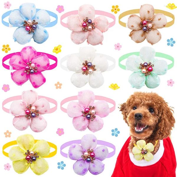 Vestuário para cães 20pcs Primavera Pet Bowtie Cães Pequenos Coleira de Flor para Ajustável Moda Gato Bow Tie Acessórios