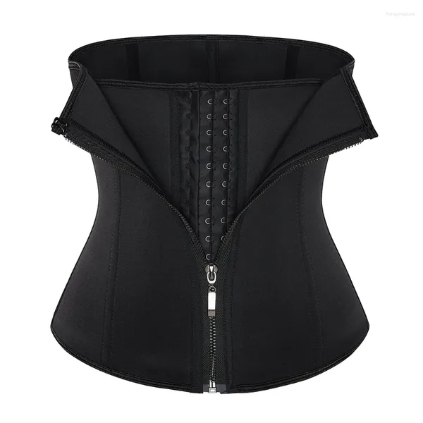 Intimo modellante da donna Cintura da allenamento in neoprene Cincher Zip Up 3 ganci Cintura da allenamento con disossamento in acciaio Corsetto Minceur Taglie forti Gorset