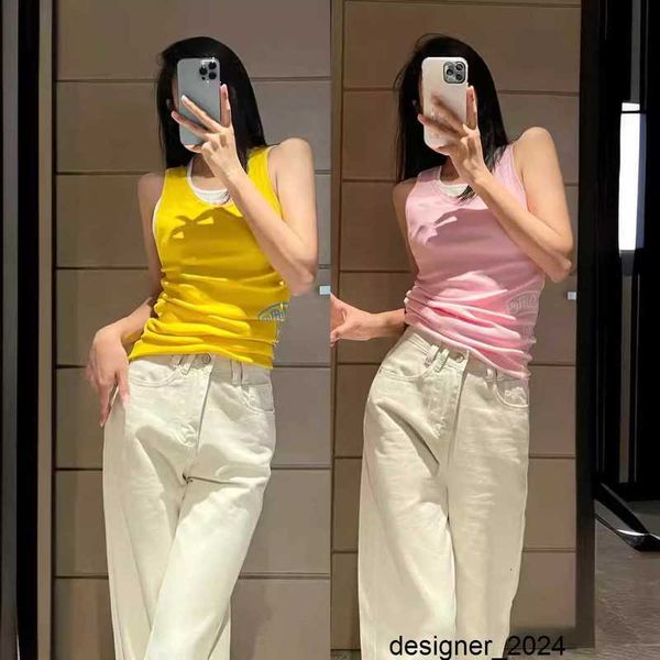 Designer Correct Edition ~ 2024SS SpringSummer New Candy Color Contrast Salary Tank Top Zweifarbig bedrucktes T-Shirt 9841 9WDZ