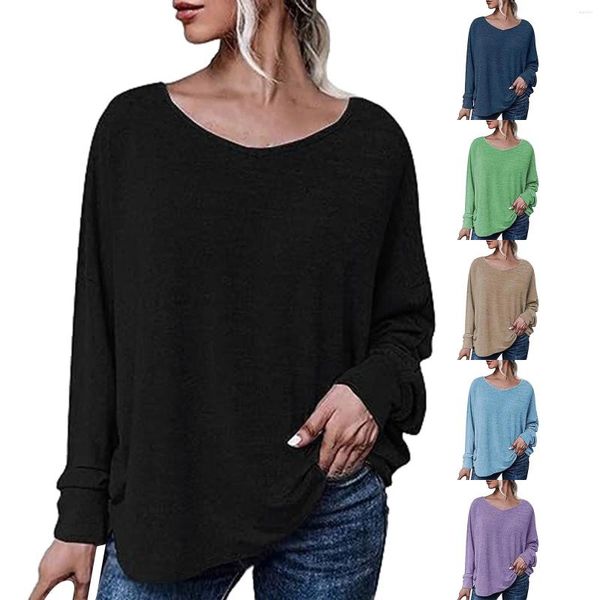 Camicette da donna Casual Scollo a V Ala di pipistrello Maniche lunghe Cravatta posteriore Ladies Sweat Outfits Maglioni con cappuccio Felpe decorative Donna