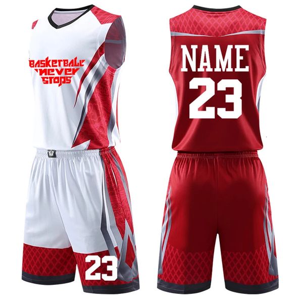 Stampa personalizzata Uomo Bambini Maglia da basket Imposta Tute universitarie per bambini Uniformi traspiranti Abbigliamento sportivo per ragazze 240318