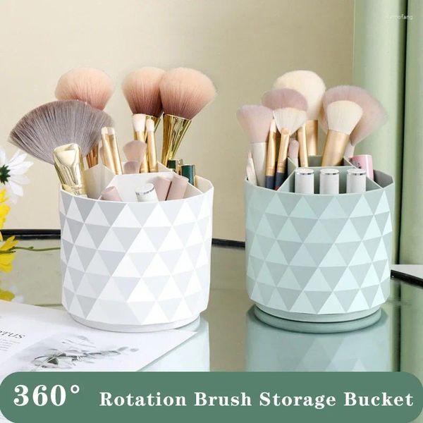 Caixas de armazenamento Ins 360 ° Rotating Make Up Organizador Plástico Organizando Desktop Portátil Cosmético Batom Lápis de Sobrancelha