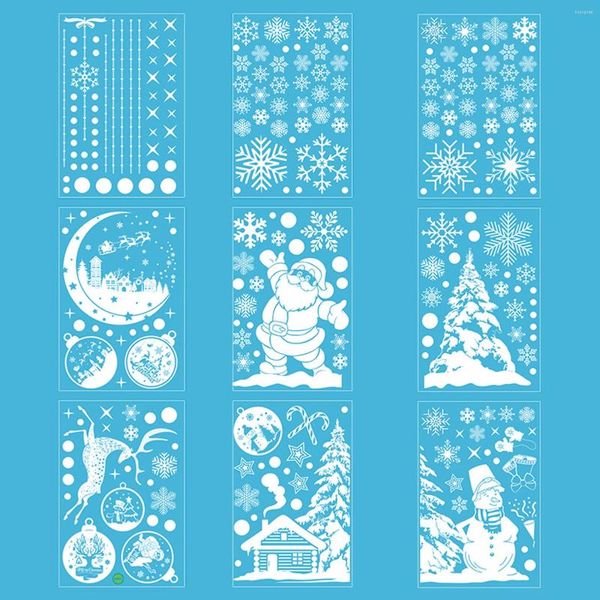 Adesivos de janela 9pcs à prova d'água requintado adesivo de natal ano decoração de casa loja para inverno festa de boneco de neve autoadesivo feriado