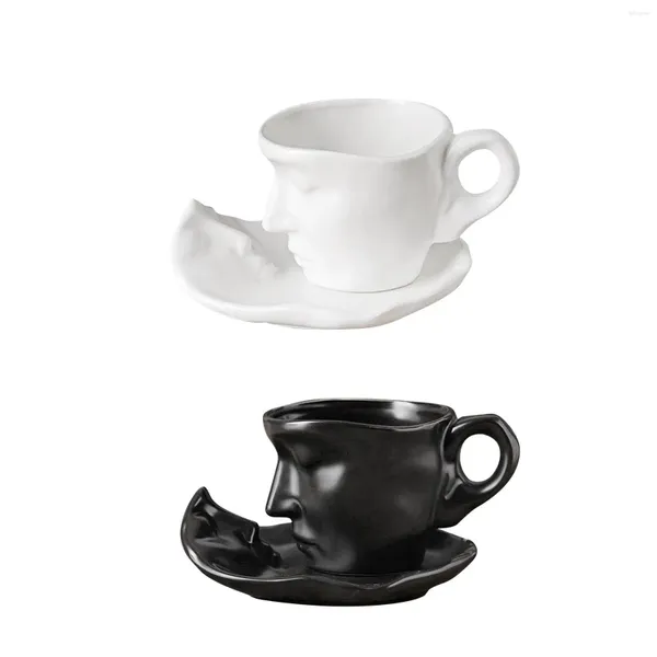 Tassen Teetasse und Untertasse Set 9oz Romantische Teetasse Einzigartige Liebe Küssen Abstrakte Kunst Für Hochzeit Geburtstag Kreatives Geschenk Zuhause Familie