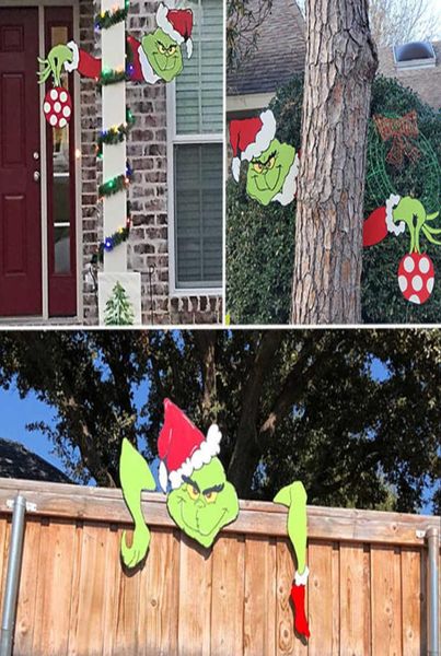 Albero di Natale Peeker Scultura Ladro Ritagliato a mano Grinch di Natale Mano Max Decorazioni da giardino Ornamento da esterno Adesivi murali H14055783