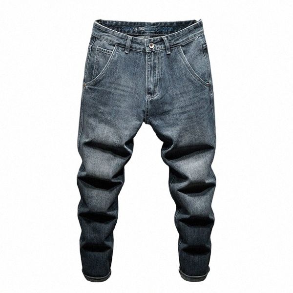 Baggy Jeans Men Loose Fit Blue Harem Pants Wide Leg Fi Pockets Desinger Denim Calças Streetwear Roupas Masculinas Oversized J3rq #