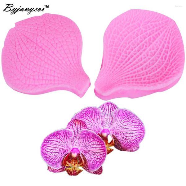 Stampi da forno Byjunyeor M257 2PCS Stampo in silicone Phalaenopsis Petalo di fiore Decorazione torta fondente Stampo per cioccolato