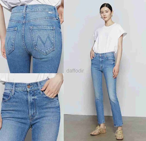 Calças de brim femininas estiramento em linha reta calças jeans moda casual tornozelo comprimento jeans 2023 novo 24328