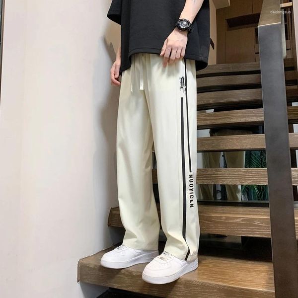 Pantaloni da uomo a righe leggeri e sottili da strada estivi Moda coreana Casual Hip-hop Retro Jogging sciolto