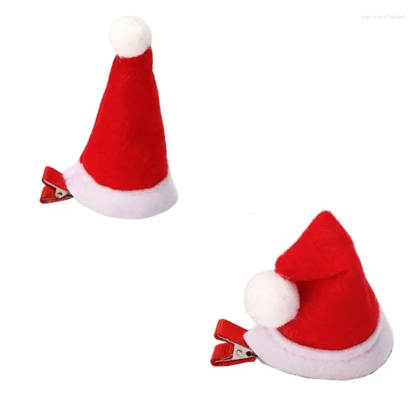 Grampos de cabelo Santa Hat Clip Trendy Mini Barrettes Natal Duckbill Acessórios para festas de fim de ano