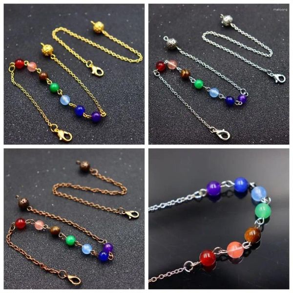 Correntes Cor de Ouro Chakra Bead Chain 7 DIY Pêndulo Pingente Acessórios Prata Jóias Descobertas