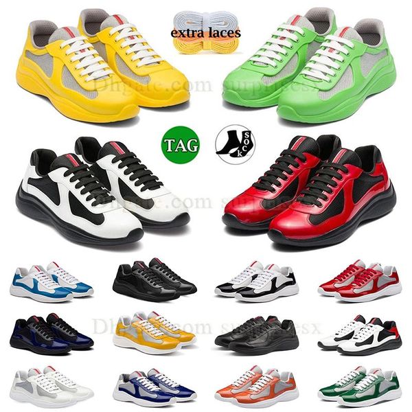 Famosi mocassini Scarpe casual Prad Scarpe da corsa America Cup Scarpe da ginnastica verniciate Scarpe basse con cuciture a rete morbide Scarpe da trekking atletiche in nylon piatto Panda Love Sneakers in gomma vintage