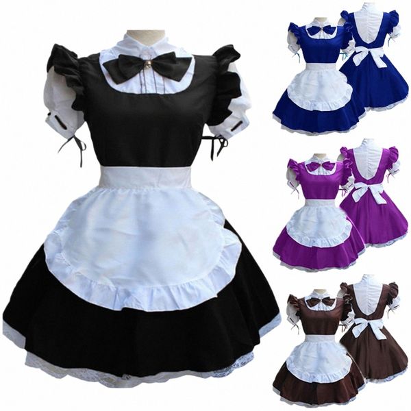 Sexy Kawaii Lingerie Maid Cosplay Costume Mulheres Headwear Francês Abril Colar Falso Bowknot Dr Lolita Babydoll Robe Femme ESTOQUE W4f5 #