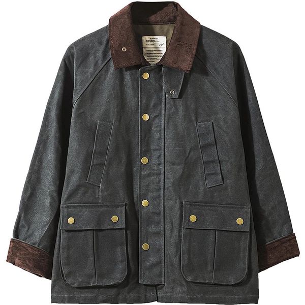 Giacca in cera vintage Atroviren Cappotto stile moto militare impermeabile di primavera autunno Abiti larghi in tela cerata da cowboy 240308