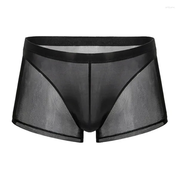 Mutande da uomo Intimo sexy senza cuciture Boxer ultrasottili semitrasparenti Pantaloncini da uomo a vita bassa in rete Homme Pantaloncini da uomo con mutandine boxer