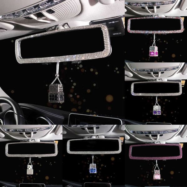 Роскошный автомобильный подвесной освежитель воздуха 2024, пустая стеклянная бутылка, парфюм, зеркало заднего вида, украшение, автомобильные вещи, блестящие автомобильные аксессуары для женщин