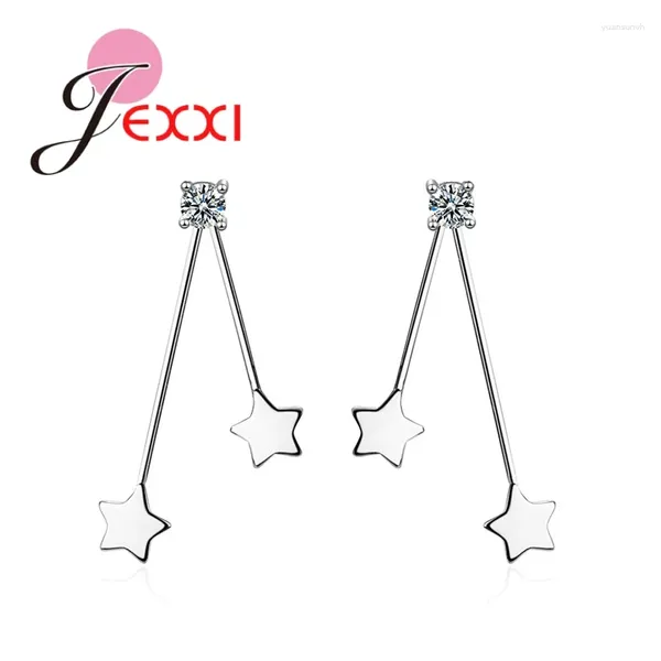 Orecchini pendenti da donna stella alla moda femminile argento sterling 925 di alta qualità super brillante zirconi cubici Dop gioielli in cristallo