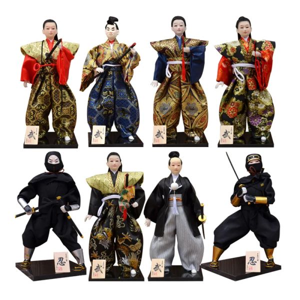 Sculture 30 cm Tradizionale giapponese Samurai Ninja Figurine Statue Bambole giapponesi Ornamenti Sushi Restaurant Decorazione della casa Regali