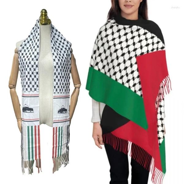 Sciarpe Sciarpa palestinese prega per adulti con nappe lunghe araba antivento per la caduta invernale