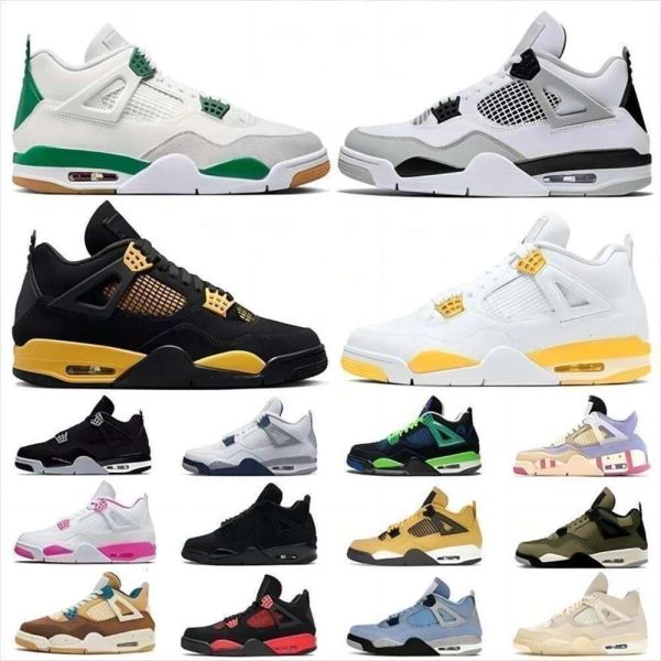 2024 Novos tênis de basquete homens mulheres sapatos pinho verde preto gato 4 roxo safira vermelho branco cimento vela tour amarelo ar masculino treinadores tênis ao ar livre