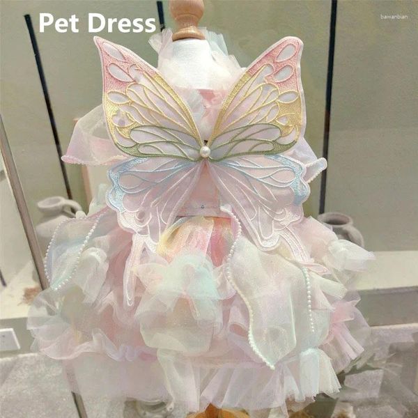 Hundebekleidung, Schmetterlings-Prinzessinnenkleid, Haustierkleidung, süße Kleidung für Hunde, super kleine süße Chihuahua, weicher Druck, Sommer, rosa Mädchen-Maskottchen