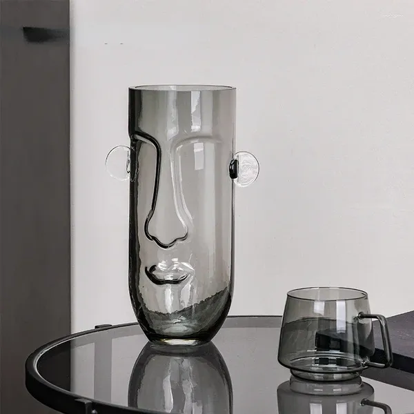 Vasos Home Creative Double Orelha 3D Face Relief Vaso De Vidro Decoração Designer Soft