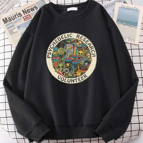 Erkek Hoodies Sweatshirts Psychedelic Araştırma Gönüllü Renkli Retro Baskı Adam Hoody Vintage Moda Uzun Kollu Konforlu Giyim Erkek Sweatshirts 24328