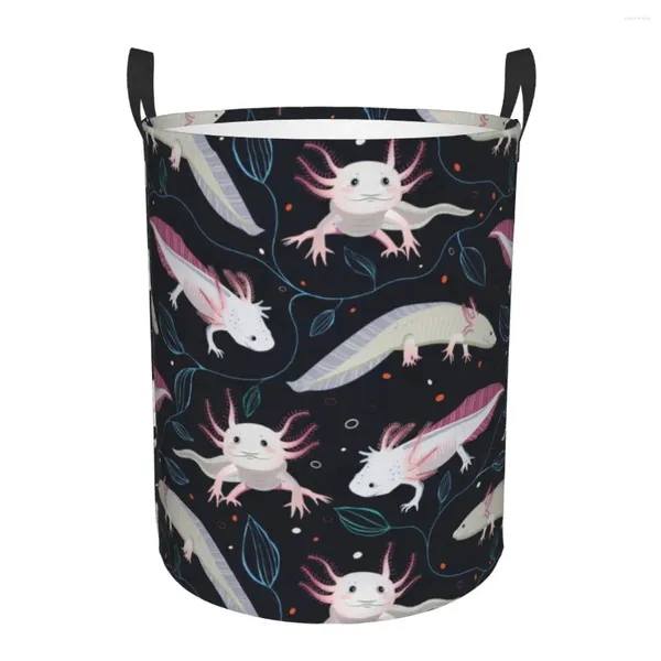 Sacos de lavanderia Bonito Salamandra Exótica Animal Axolotls Cesta Dobrável Roupas Brinquedo Cesto De Armazenamento Para Crianças Berçário