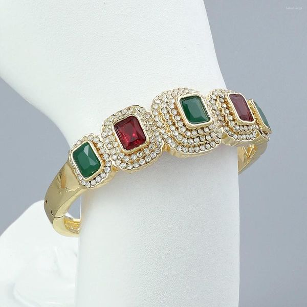 Bangle estilo marroquino noiva jóias mulheres cabeça manguito cor strass pulseiras vestido de casamento étnico bijoux flor ornamento de pulso