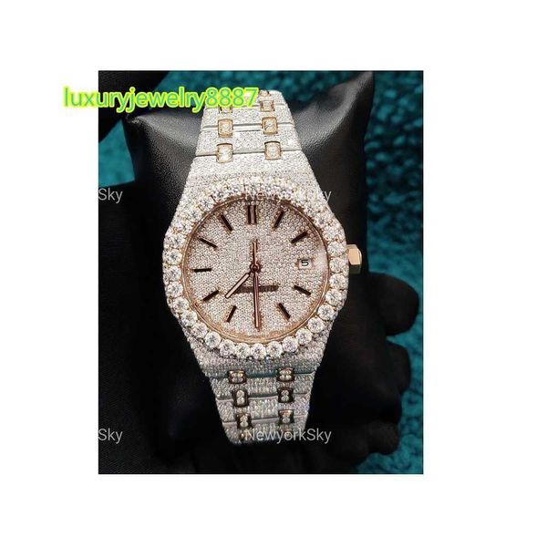 Miglior prezzo Qualità Movimento automatico Meccanico personalizzato Fatto a mano DEF VVS Moissanite Diamond Iced Out Orologio hip-hop per donna