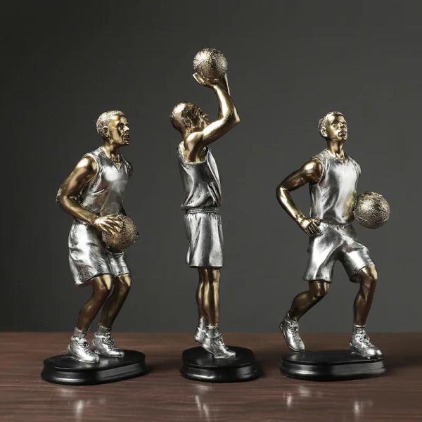 Skulpturen Mode Basketball Junge Harz Handwerk Dekoration Wohnzimmer Desktop Junge Spielen Basketball Statue Harz Material Modell