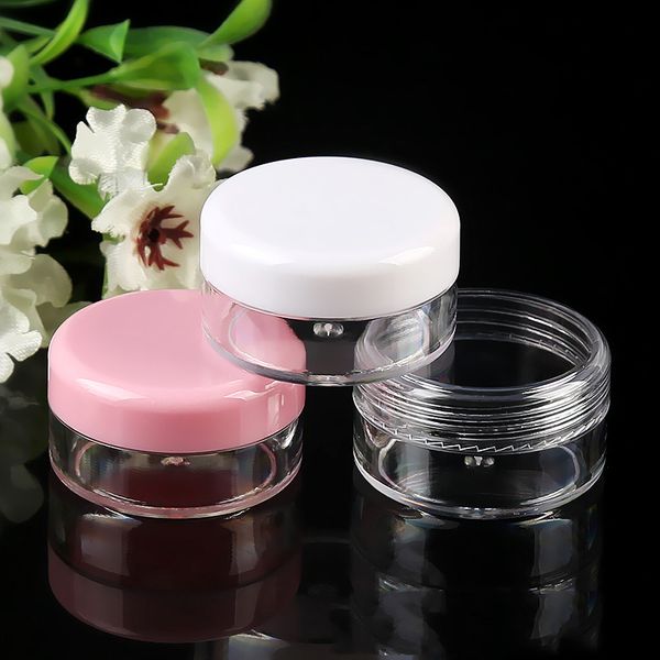 Frasco colorido para creme para os olhos 3g 5g 10g 15g 20g 25g 30g 40g Recipiente vazio de plástico para bálsamo labial PET de boca larga Frascos de amostra cosmética com tampas múltiplas Garrafas de viagem