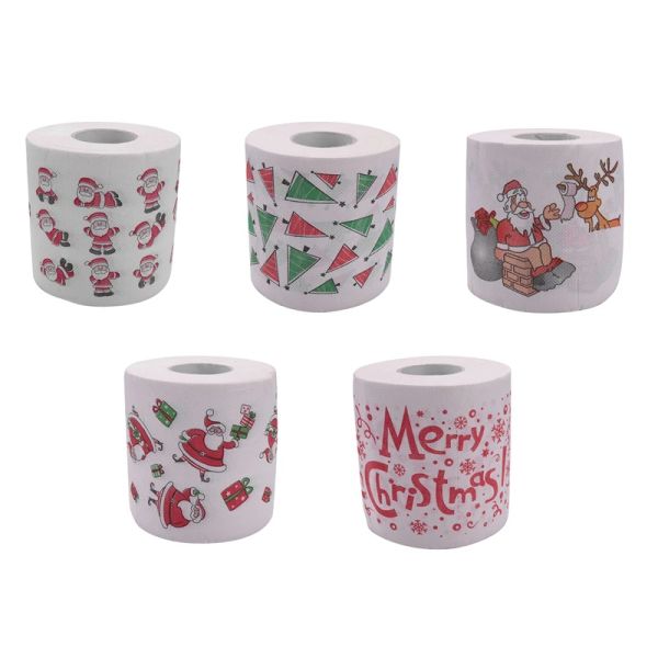 Tecido 5 estilos papai noel rolo de papel toalhas de papel de tecido decorações de natal natal papai noel sala de escritório papel higiênico 5 rolo
