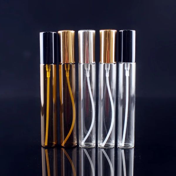 Acessórios 50 pçs/lote 15ml 20ml frasco de spray de vidro âmbar amostra frascos de vidro fino portátil mini perfume atomizador ouro sier boné