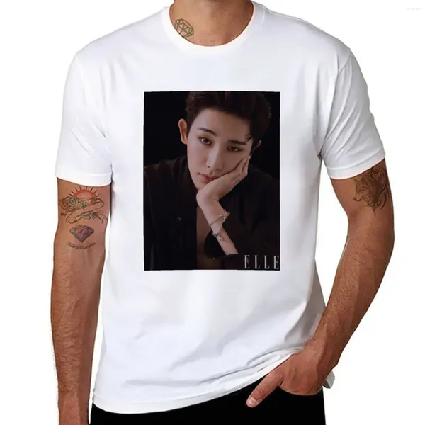 Regatas masculinas Wonho Elle Korea T-shirt Plus Size Anime Roupas Gráficos Meninos Animal Print Camisetas grandes e altas para homens