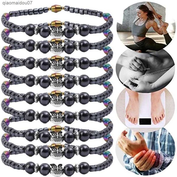 Cavigliere GUFO Perdita di peso Terapia magnetica Bracciale alla caviglia Trattamento con pietra magnetica Perdita di peso Ematite Magnete elasticizzato Gioielli Caviglia sanaL2403