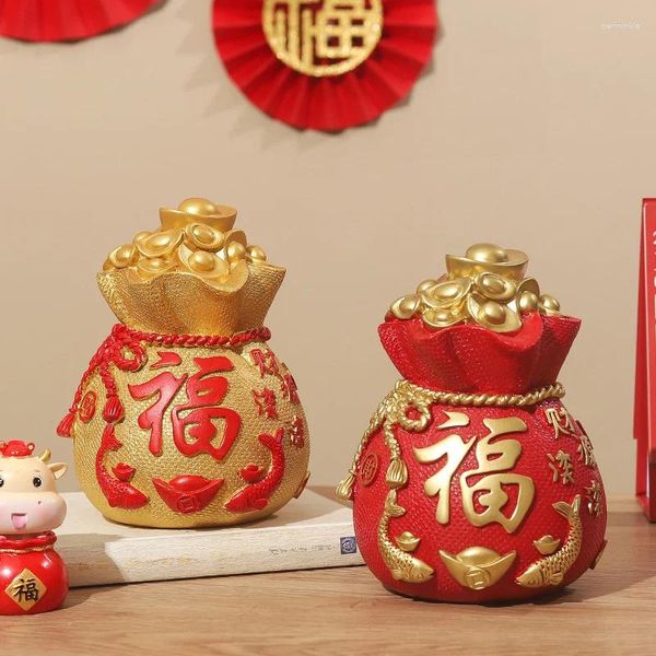 Vazolar zhaocai şanslı çanta para tankı dekorasyon reçine el sanatları oturma odası tv dolabı Çin tasarrufu