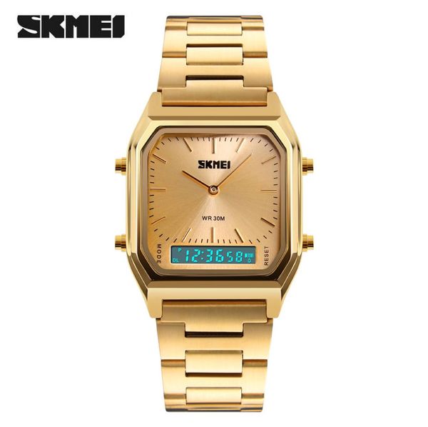 SKMEI orologio d'oro di lusso da uomo moda casual impermeabile digitale orologi da polso al quarzo Relogio Masculino orologio maschile orologi sportivi 1226633806