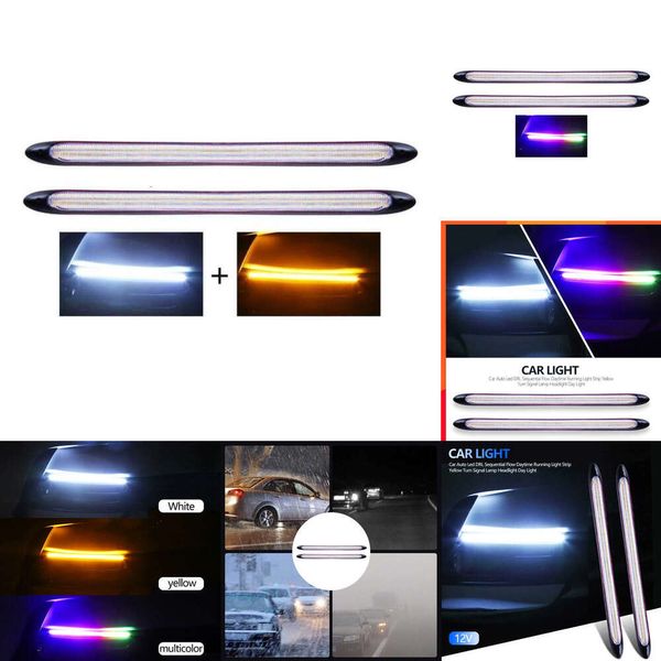 Aggiornamento nuovo 2 pz/set auto LED luce di marcia diurna colorato indicatore di direzione faro impermeabile modificato Streamer striscia luci DRL