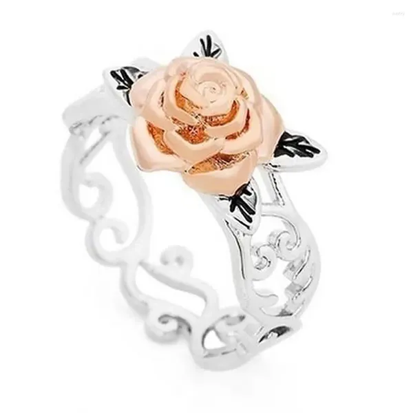 Cluster Ringe Frauen Rose Blume Schnitzerei Ehering Klassischer weiblicher Schmuck Elegante Verlobungsfingergeschenke