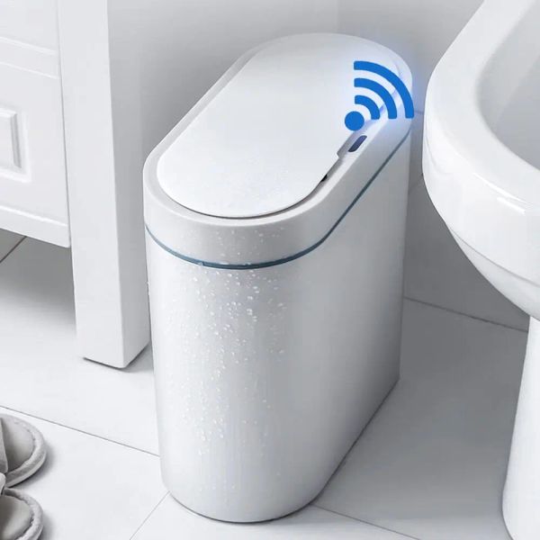 Pattumiera da 7 litri con sensore intelligente Pattumiera automatica per uso domestico da cucina elettronica Pattumiera per WC con sensore a cucitura stretta impermeabile