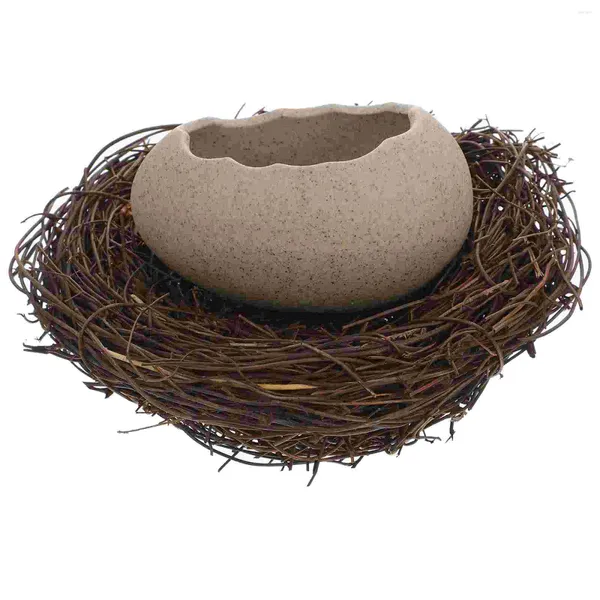 Vasi Ciotola a forma di guscio d'uovo, bottiglia di fiori da dessert con nido di uccello