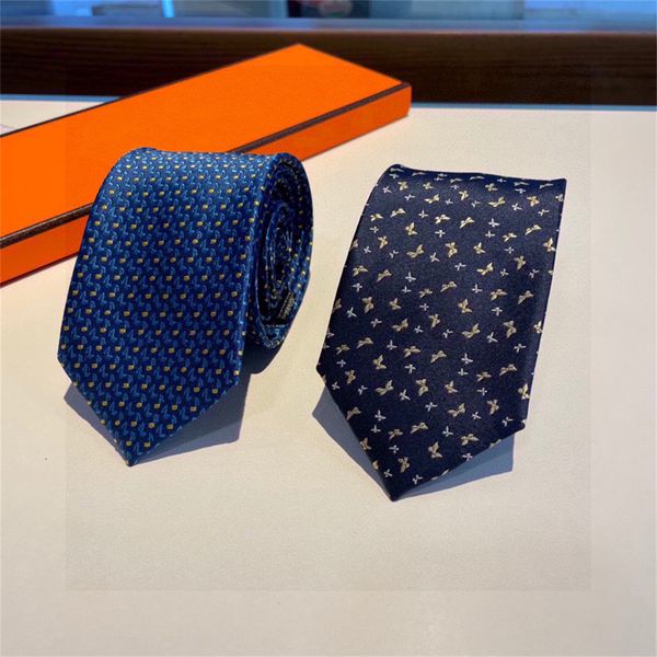 2024 Роскошные мужские модные галстуки Дизайнерские галстуки Брендовые деловые галстуки Повседневные свадебные галстуки Ретро-вечеринка Повседневные шелковые галстуки с коробкой H22