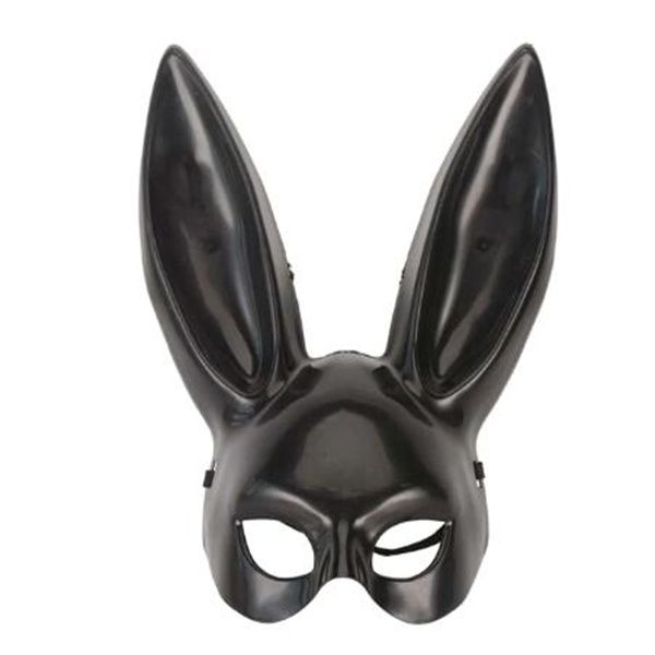 Maschera di coniglio bianco nero Decorazione per feste di Halloween Festa con orecchie lunghe Maschera da coniglietto di coniglio Costume Cosplay