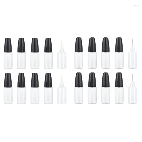 Garrafas de armazenamento 20pcs aplicador de ponta de precisão 10ml / 0.34oz dispensando garrafa de agulha pet cola vazia com tampa de vedação fácil instalar