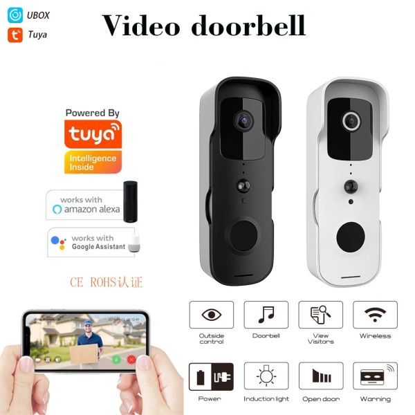 Шторы Новый Tuya Smart Video Doorbell Водонепроницаемый Ночное Видение Домашняя Безопасность 1080p Fhd Камера Цифровой Визуальный Wi-Fi Smart Ip Видео Дверной Звонок