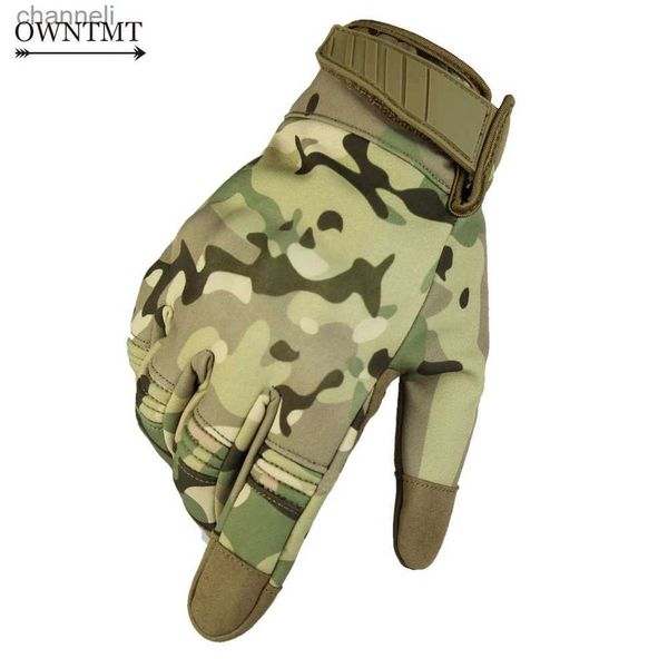 Luvas táticas touch screen multicam camuflagem airsoft escalada ao ar livre tiro à prova d' água dedo completo yq240328